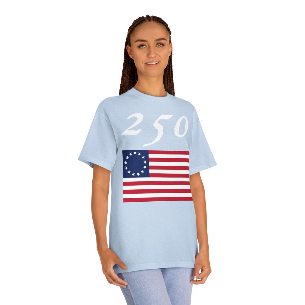 250 Betsy Ross Flag Tee — Historic American Patriot T-Shirt